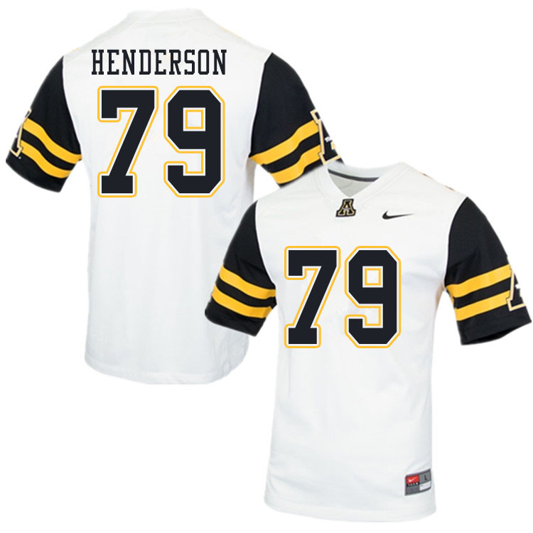 Men #79 Sammy Henderson Appalachian State Mountaineers College Football Jerseys Sale-White
